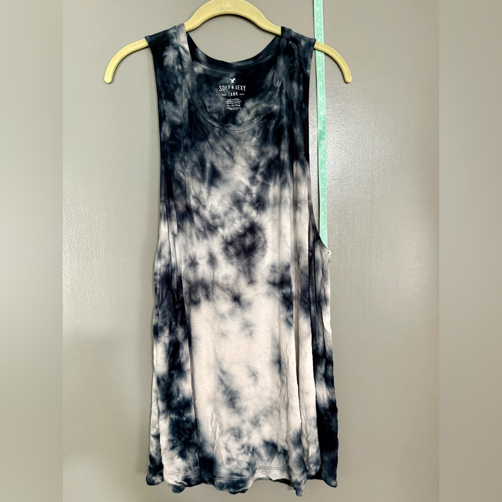 American Eagle Outfitters Black and White Tie-Dye soft and Sexy Tank